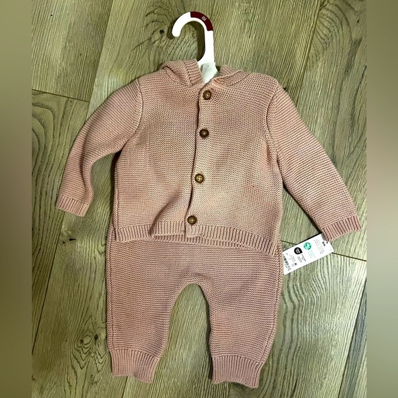 Pink Knit Baby Sweater and Pants Set 6 months NWT - Picture 1 of 2